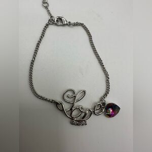 Guess Silver Love Bracelet with Iridescent Heart Charm